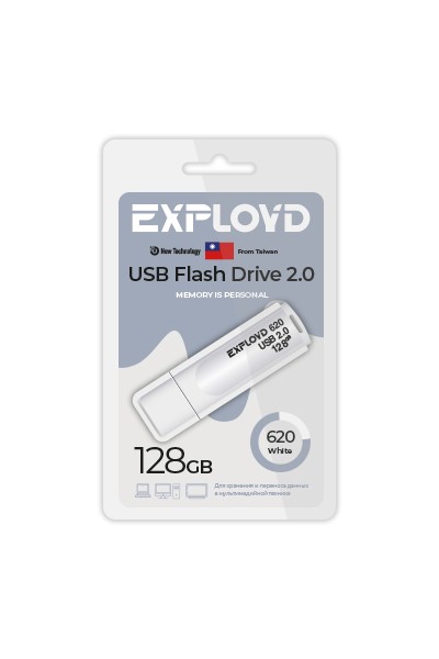 

Флешка 128Gb USB 2.0 EXPLOYD 620, белый (EX-128GB-620-White), 620