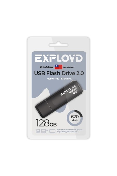 

Флешка 128Gb USB 2.0 EXPLOYD 620, черный (EX-128GB-620-Black), 620