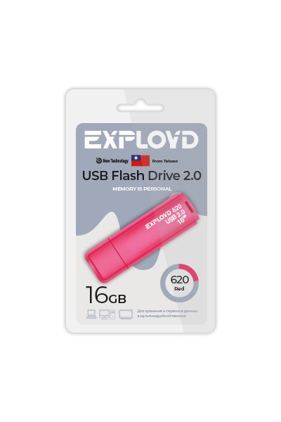 

Флешка 16Gb USB 2.0 EXPLOYD 620, красный (EX-16GB-620-Red), 620