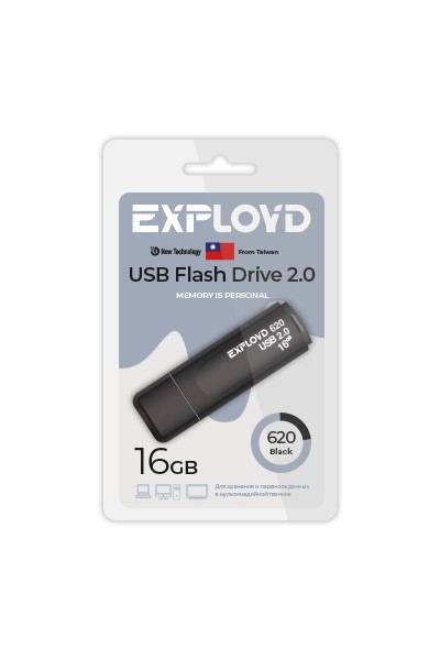 

Флешка 16Gb USB 2.0 EXPLOYD 620, черный (EX-16GB-620-Black), 620