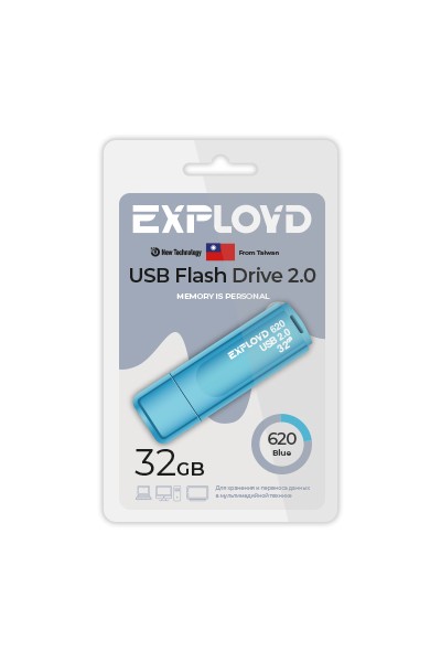 

Флешка 32Gb USB 2.0 EXPLOYD 620, синий (EX-32GB-620-Blue), 620