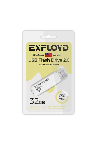 

Флешка 32Gb USB 2.0 EXPLOYD 650, белый (EX-32GB-650-White), 650