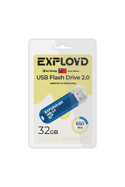 

Флешка 32Gb USB 2.0 EXPLOYD 650, синий (EX-32GB-650-Blue), 650