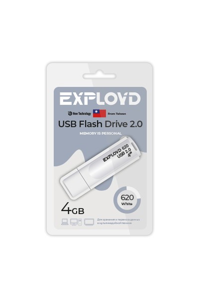 

Флешка 4Gb USB 2.0 EXPLOYD 620, белый (EX-4GB-620-White), 620