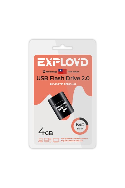 

Флешка 4Gb USB 2.0 EXPLOYD 640, черный (EX-4GB-640-Black), 640