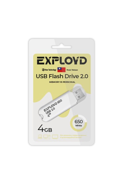 

Флешка 4Gb USB 2.0 EXPLOYD 650, белый (EX-4GB-650-White), 650