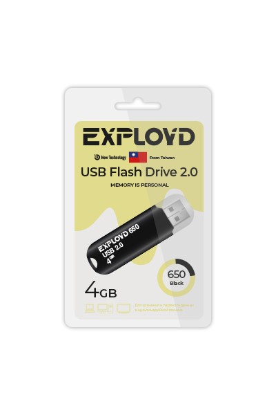 

Флешка 4Gb USB 2.0 EXPLOYD 650, черный (EX-4GB-650-Black), 650