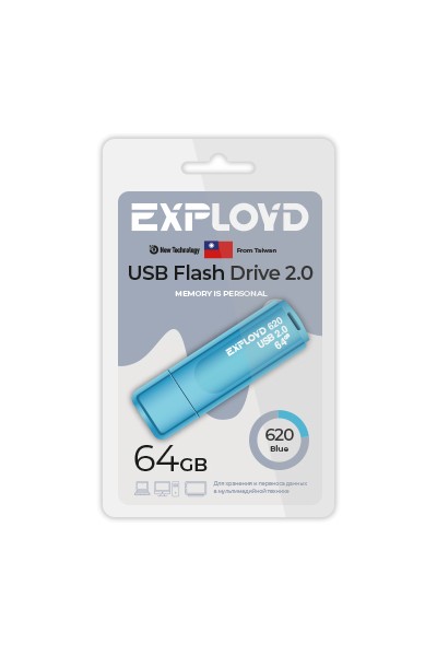 

Флешка 64Gb USB 2.0 EXPLOYD 620, синий (EX-64GB-620-Blue), 620
