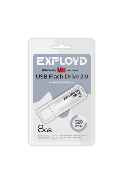 

Флешка 8Gb USB 2.0 EXPLOYD 620, белый (EX-8GB-620-White), 620