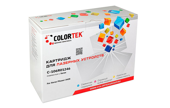 

Картридж лазерный Colortek СТ-106R01246 (106R01246), черный, 8000 страниц, совместимый для Xerox Phaser 3428