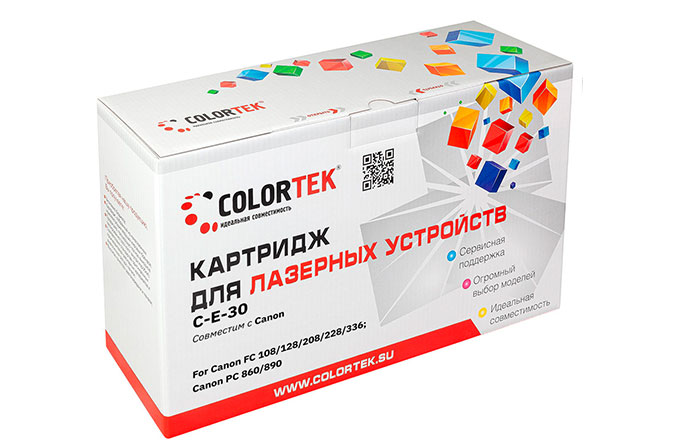 

Картридж лазерный Colortek CT-E30 (E-30/1491A003), черный, 4000 страниц, совместимый для Canon FC-108/FC-128/FC-208/FC-228/FC-336/PC-860/PC-890