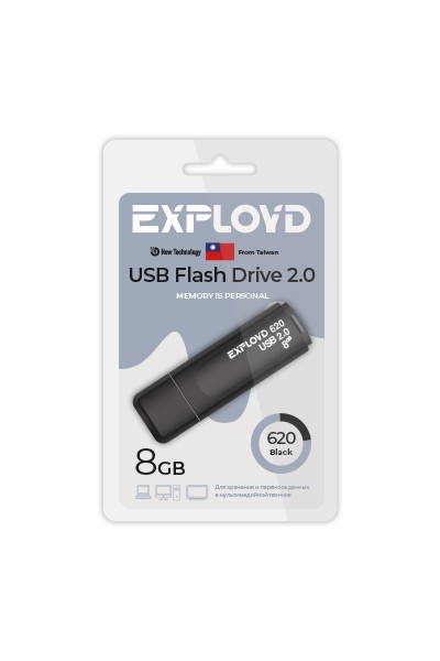 

Флешка 8Gb USB 2.0 EXPLOYD 620, черный (EX-8GB-620-Black), 620