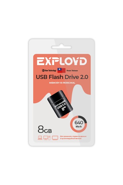 

Флешка 8Gb USB 2.0 EXPLOYD 640, черный (EX-8GB-640-Black), 640