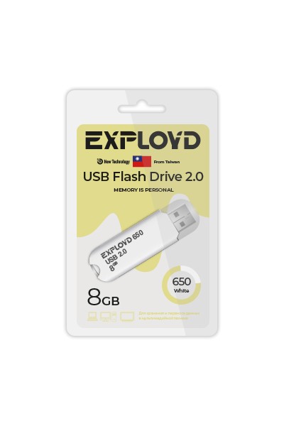 

Флешка 8Gb USB 2.0 EXPLOYD 650, белый (EX-8GB-650-White), 650