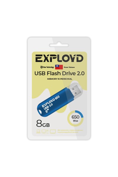 

Флешка 8Gb USB 2.0 EXPLOYD 650, синий (EX-8GB-650-Blue), 650