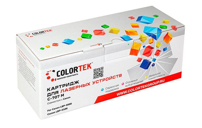 

Картридж лазерный Colortek СТ-707M (Cartridge 707M), пурпурный, 2000 страниц, совместимый для Canon LBP-5000/LBP-5100