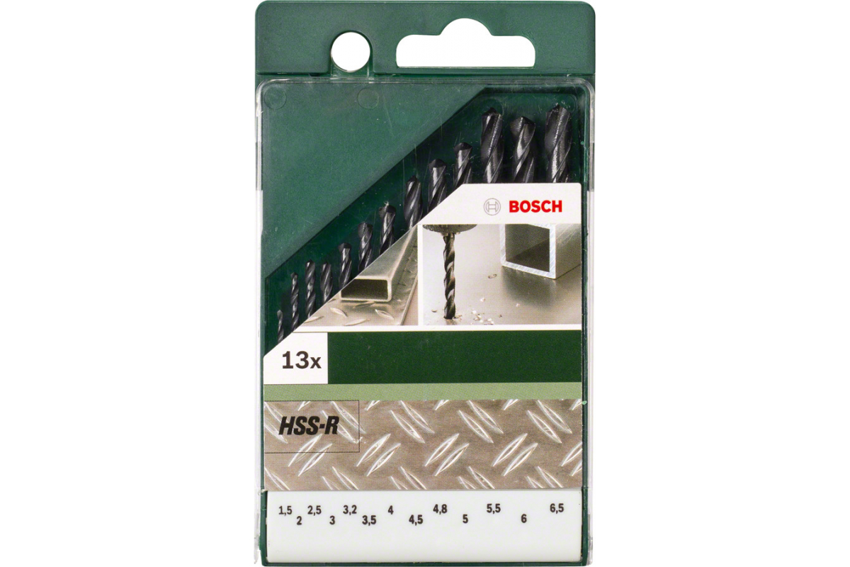 

Набор сверл, ⌀ 1.5-6.5 мм, HSS-R, по металлу, Bosch DIY, 13 шт. (2609255031)