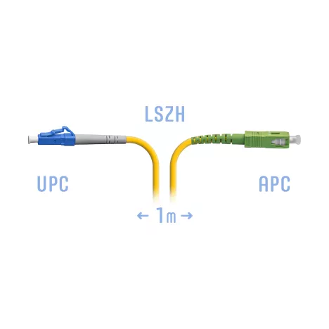 Патч-корд оптический SNR, LC/UPC-SC/APC, одномодовый, одинарный, 1м, желтый (SNR-PC-LC/UPC-SC/APC-1m)