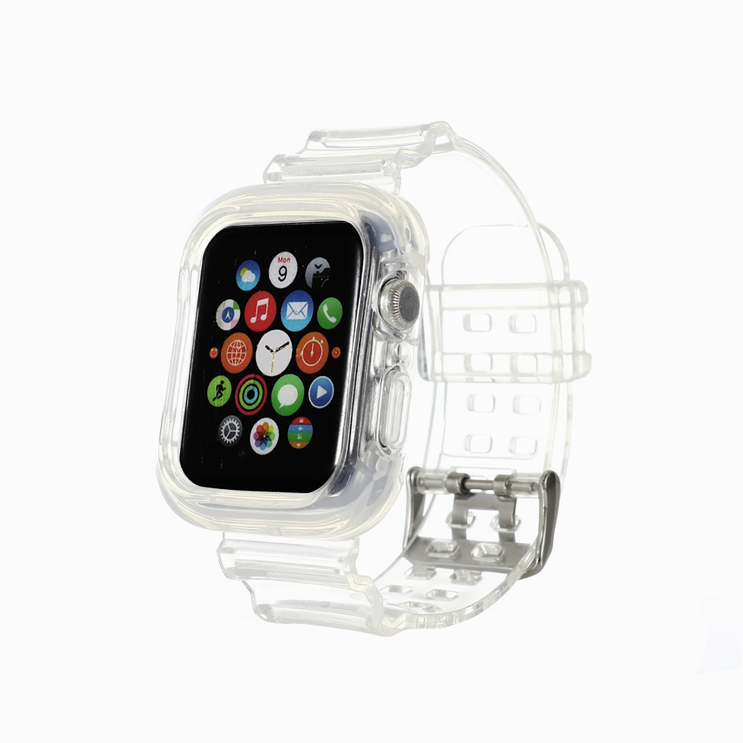 

Ремешок No name для Apple Watch 42/44 mm, прозрачный с кейсом, silver (123212), Серебристый
