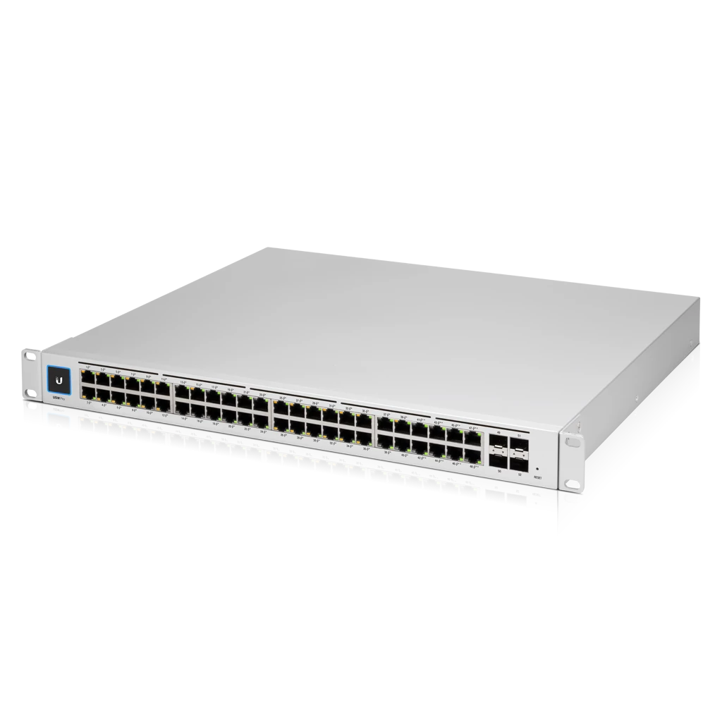 

Коммутатор Ubiquiti UniFi Switch Pro 48, управляемый, кол-во портов: 48x1 Гбит/с, SFP+ 4x10 Гбит/с, установка в стойку, PoE: 48x60Вт (макс. 600Вт) (USW-PRO-48-POE-EU), UniFi Switch Pro 48