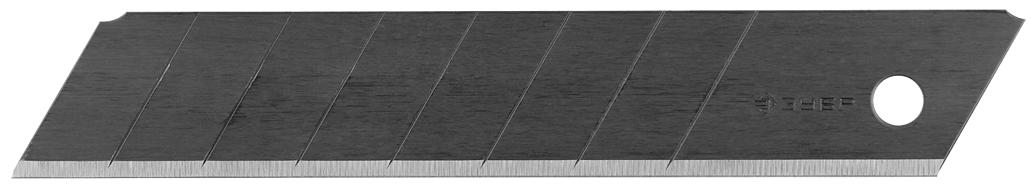 Лезвия для ножа, лезвие: 18мм / сегментированное / отламывающееся, кассета для лезвий, ЗУБР ПРОФЕССИОНАЛ во­ро­не­ные (09715-18-10)