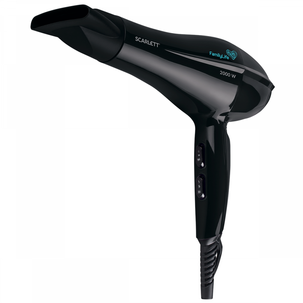 

Фен Scarlett FamilyLife SC-HD70I79 2000Вт, 3 режима, 1 насадка, черный (HD70I79), SC-HD70I79