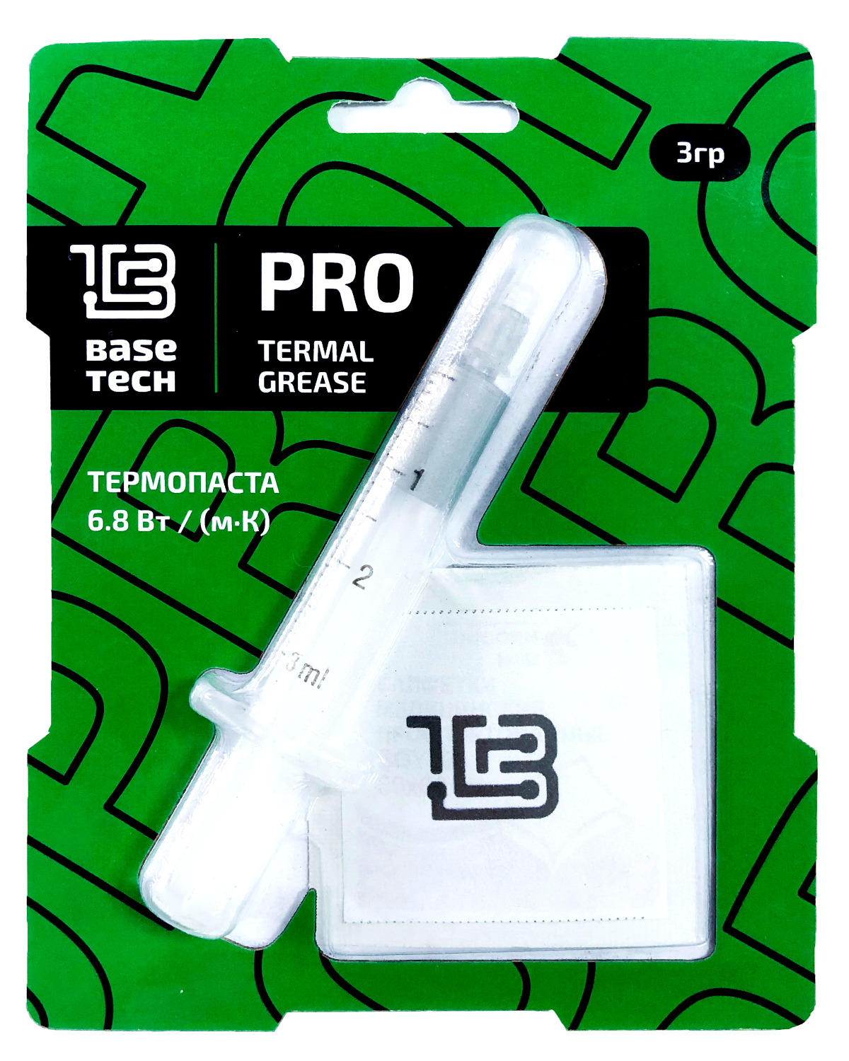 Термопаста Basetech PRO, 6.8 Вт/м*К, шприц, лопатка, 3г, серый (BTG-3PRO)