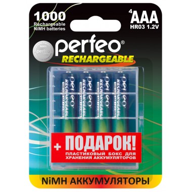 

Аккумулятор PERFEO PF AAA1000/4BL+BOX, AAA, 1.2 В 1 А·ч, 4шт. (1479916), PF AAA1000/4BL+BOX