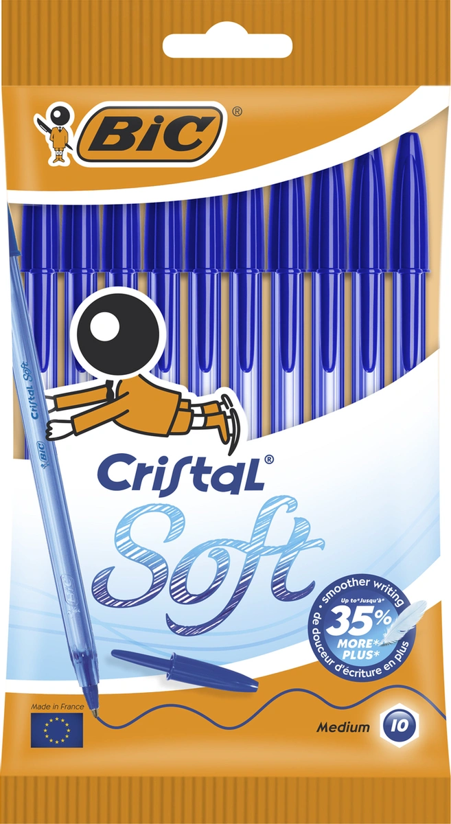 

Набор шариковых ручек BIC CRISTAL SOFT 918532, синий, 10шт., пластик, колпачок, блистер (918532), 918532