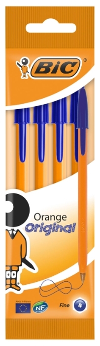 

Набор шариковых ручек BIC ORANGE 8308521, синий, 4шт., пластик, колпачок, блистер (8308521), 8308521