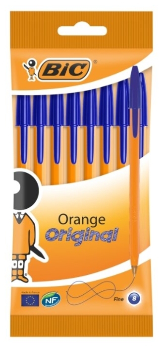 

Набор шариковых ручек BIC ORANGE FINE 919228, синий, 8шт., пластик, колпачок, блистер (919228), 919228