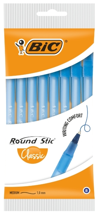 

Набор шариковых ручек BIC ROUND STIC 928497, синий, 4шт., пластик, колпачок, блистер (928497), 928497