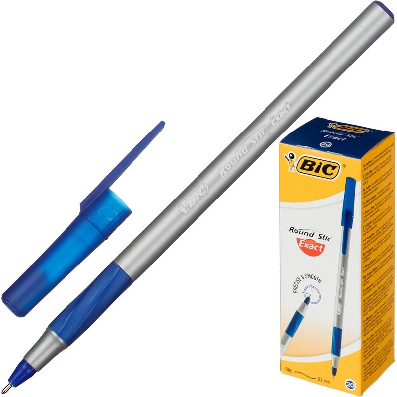 

Ручка шариковая BIC РАУНД СТИК ЭКЗАКТ 918543, синий, пластик, колпачок (918543), 918543