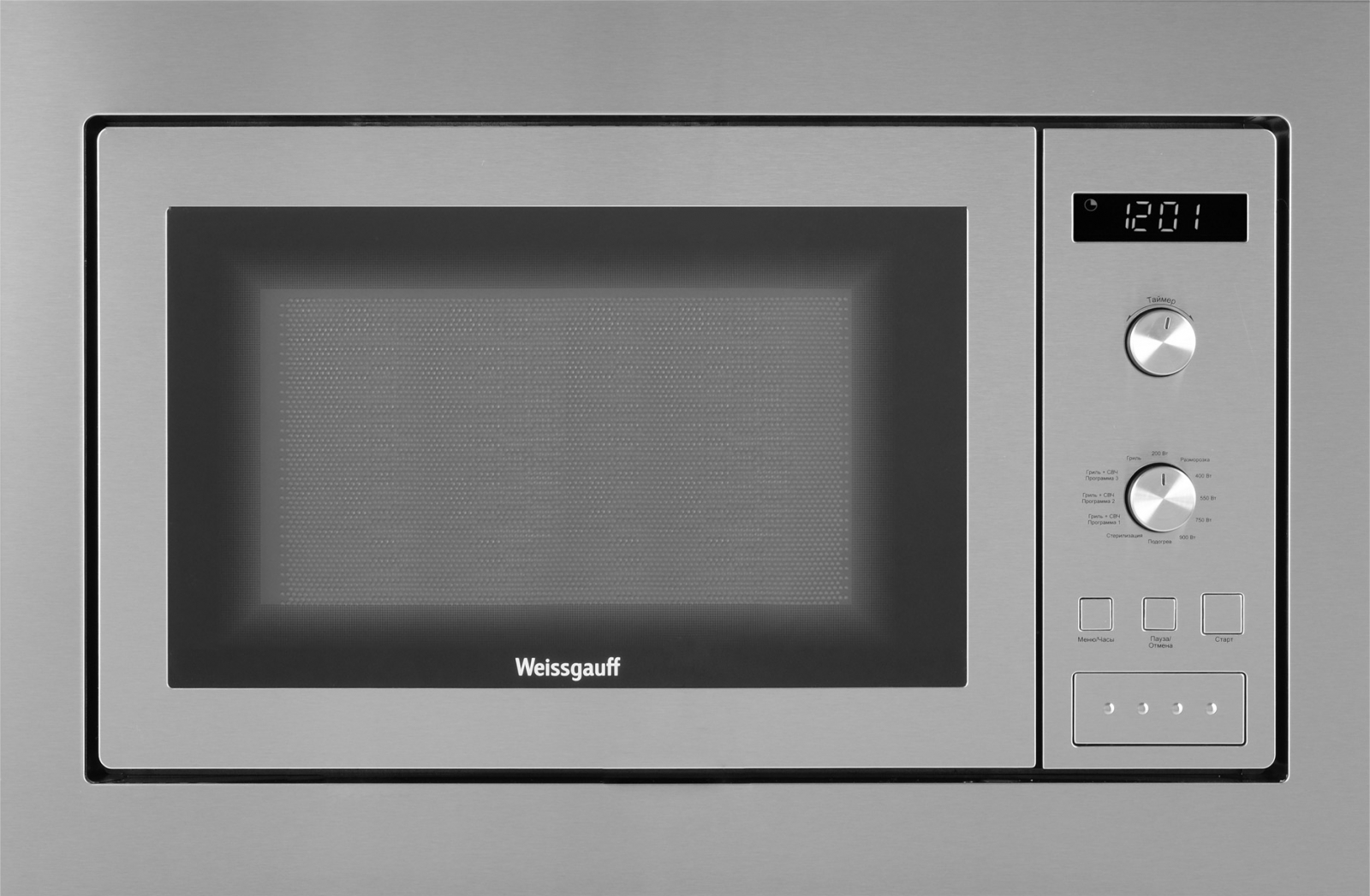 

Микроволновая печь встраиваемая Weissgauff HMT-255 25л, 900Вт, гриль, нержавеющая сталь (426285), HMT-255