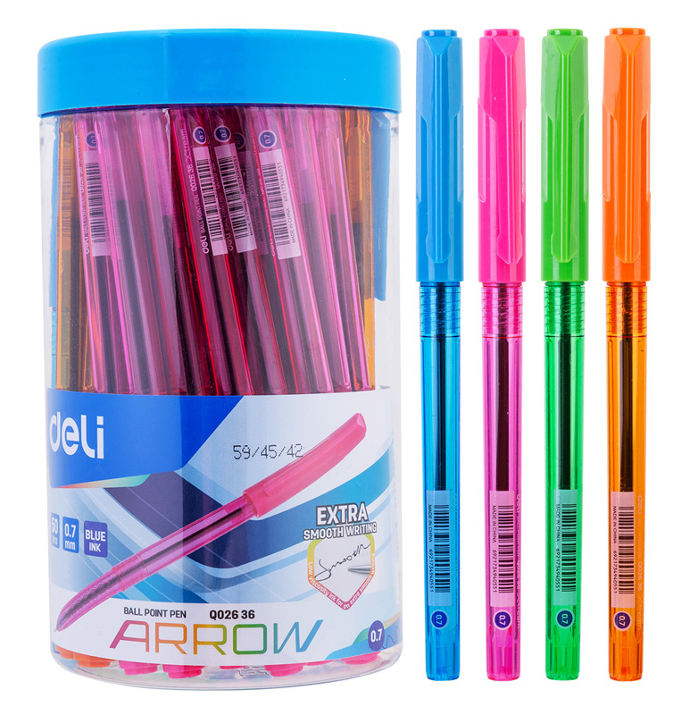 

Ручка шариковая DELI Arrow, синий, пластик, колпачок, пластик (EQ02636-1), Arrow
