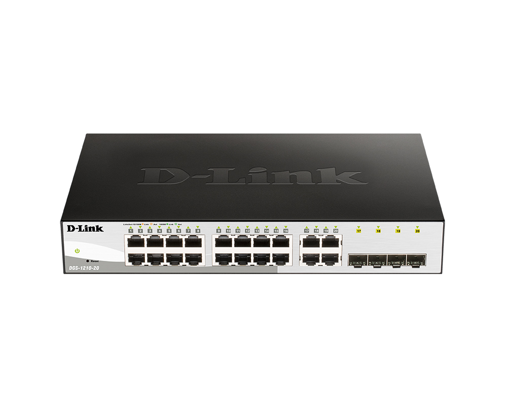 

Коммутатор D-link DGS-1210-20/FL, управляемый, кол-во портов: 16x1 Гбит/с, кол-во SFP/uplink: combo RJ-45/SFP 4x1 Гбит/с, установка в стойку (DGS-1210-20/FL1A), DGS-1210-20/FL