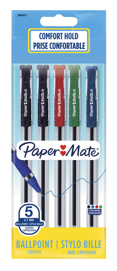 

Набор шариковых ручек Paper Mate BRITE BP, разноцветный, 5шт., пластик, легированная сталь, колпачок, блистер (2084412), BRITE BP