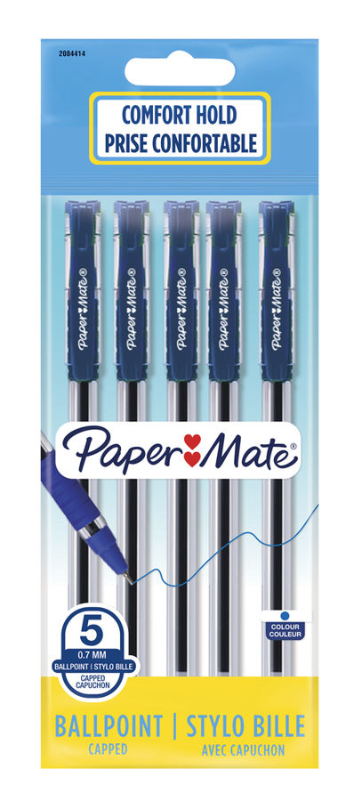 

Набор шариковых ручек Paper Mate BRITE BP, синий, 5шт., пластик, колпачок, блистер (2084414), BRITE BP