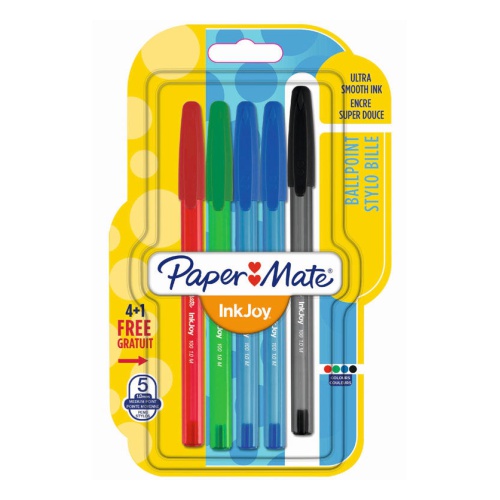 

Набор шариковых ручек Paper Mate INKJOY, разноцветный, 5шт., пластик, колпачок, блистер (1956724), INKJOY