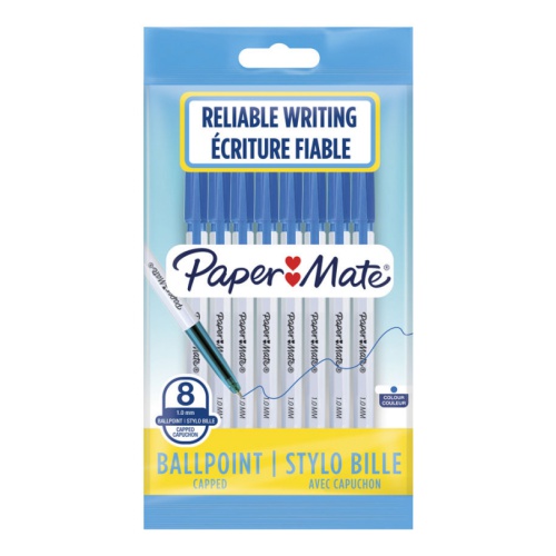 

Набор шариковых ручек Paper Mate PM045, синий, 8шт., пластик, колпачок, блистер (2084422), PM045