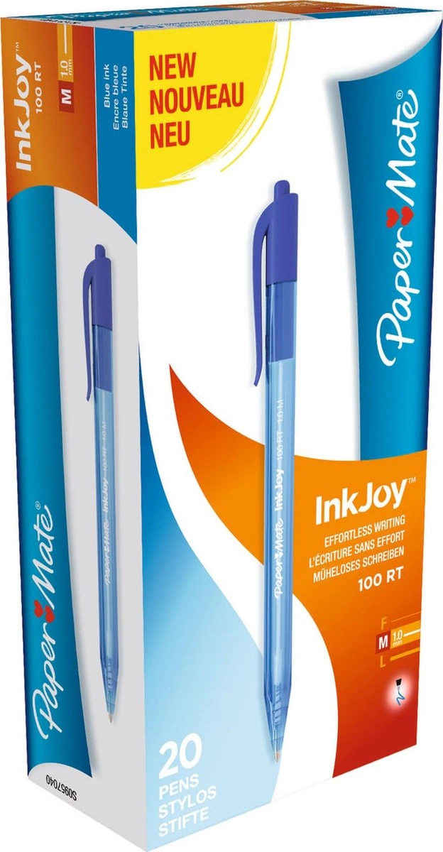

Набор шариковых ручек автомат Paper Mate INKJOY 100 RT, синий/черный/красный/зеленый, 20шт., пластик, картонная коробка (S0957040/20), INKJOY 100 RT
