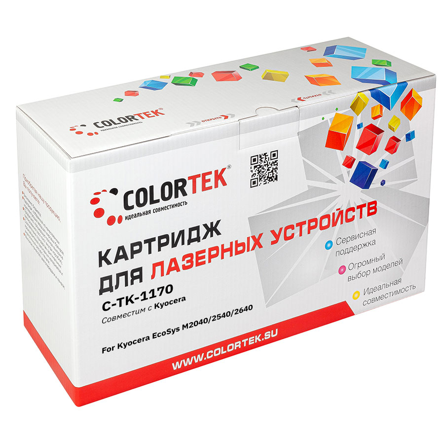 

Картридж лазерный Colortek СТ-TK-1170 (TK-1170/1T02S50NL0), черный, 7200 страниц, совместимый, для Kyocera ECOSYS M2040DN/ M2540DN/ M2640IDW