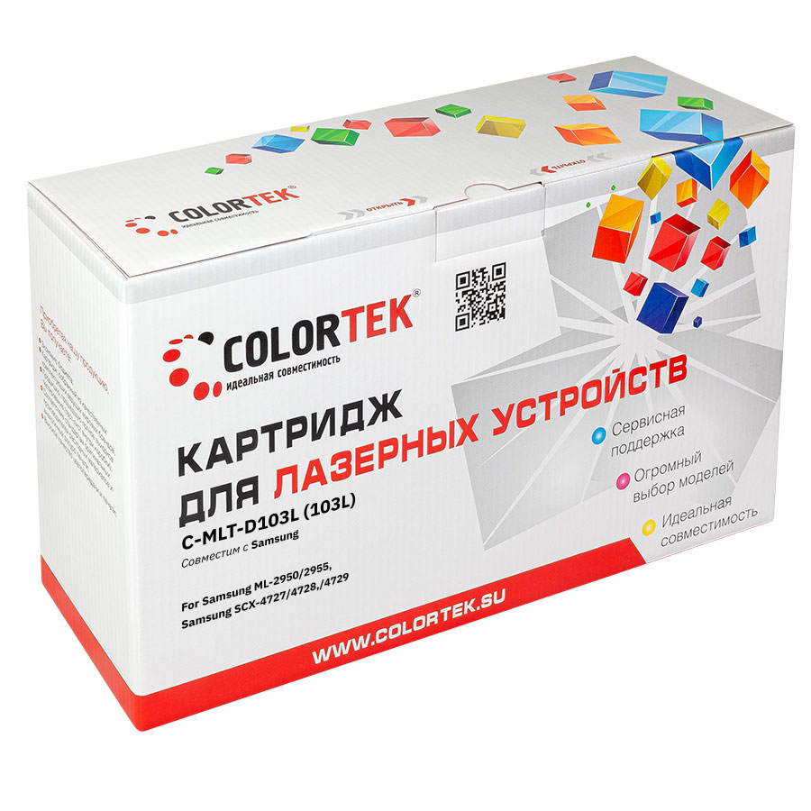 

Картридж Colortek CT-MLTD103L для Samsung ML-2950ND/2955ND/2955DW, SCX-4728FD/4729FD/4729FW, 2500 стр., черный