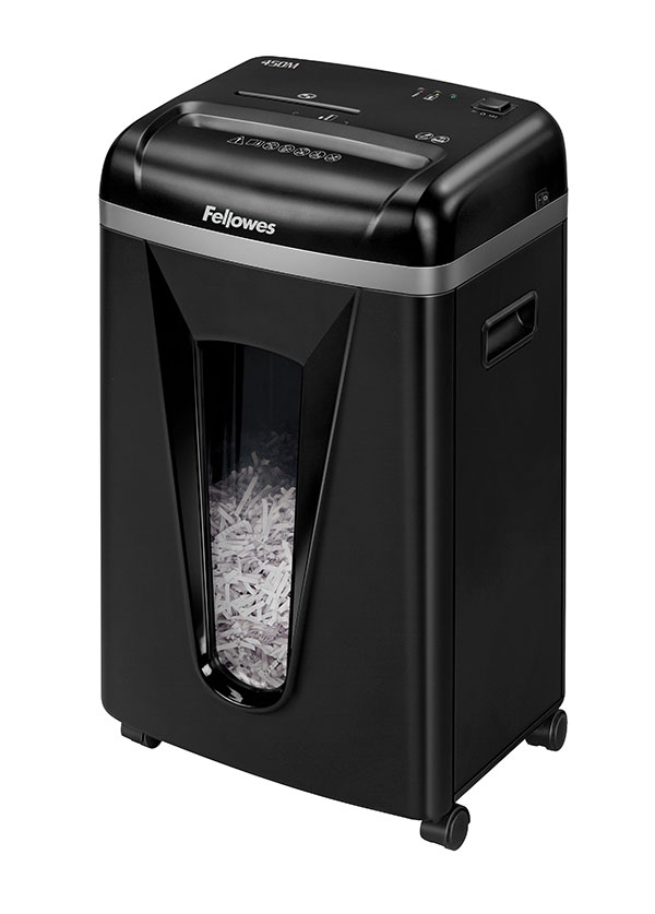 

Шредер FELLOWES MicroShred 450M, секретность P-5, фрагменты - 2ммx1.2см, 22л, 9 листов, скобы, карты, CD, черный (FS-40741), 450M