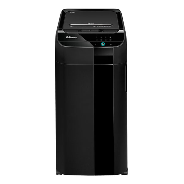 

Шредер FELLOWES AutoMax 350C, секретность P-4, фрагменты - 4 мм x 3.8 см, объем 68 л, кол-во листов до 350 шт., скрепки, скобы, карты, CD, черный (FS-49641), 350C