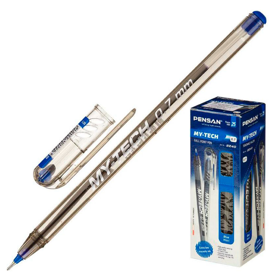 

Ручка шариковая Pensan MY TECH, синий, пластик, колпачок (2240/25BLUE), MY TECH