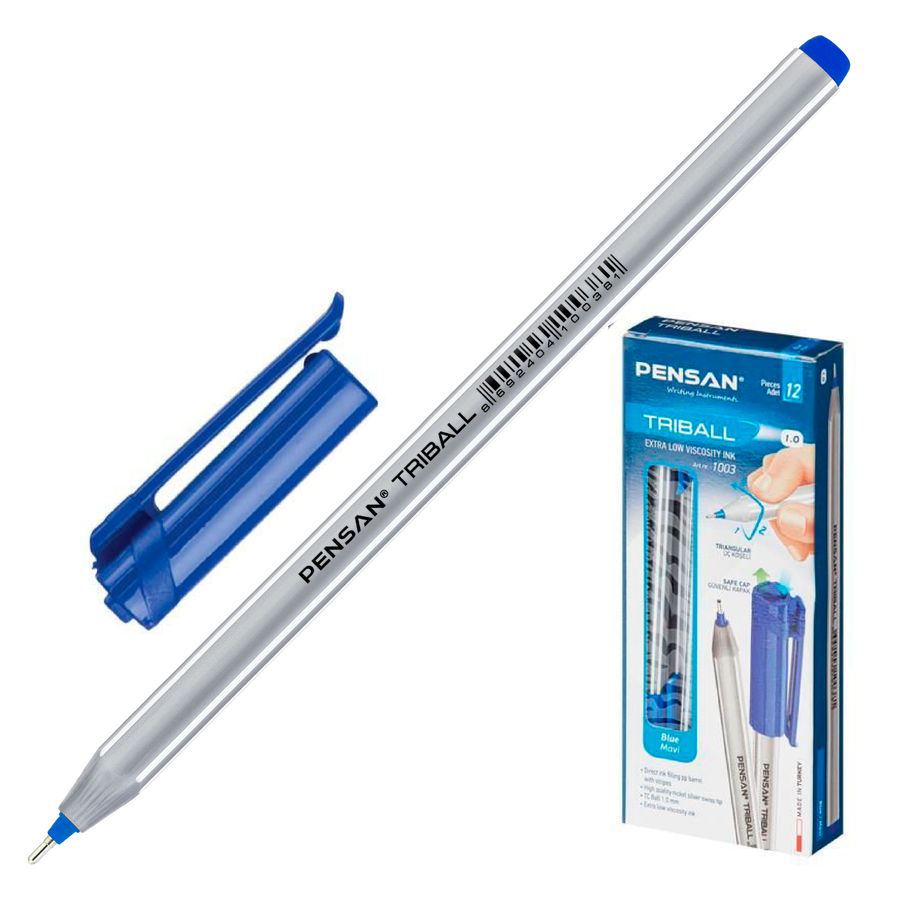 

Ручка шариковая Pensan TRIBALL, синий, пластик, колпачок, коробка (1003BLUE), TRIBALL