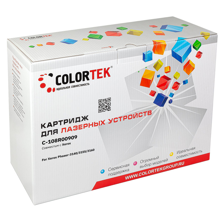 

Картридж лазерный Colortek СТ-108R00909 (108R00909), черный, 2500 страниц, совместимый для Xerox Phaser 3140/3155/3160
