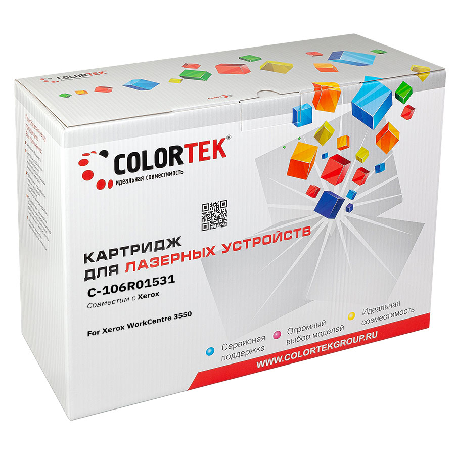 

Картридж лазерный Colortek СТ-106R01531 (106R01531), черный, 11000 страниц, совместимый для Xerox WorkCentre 3550