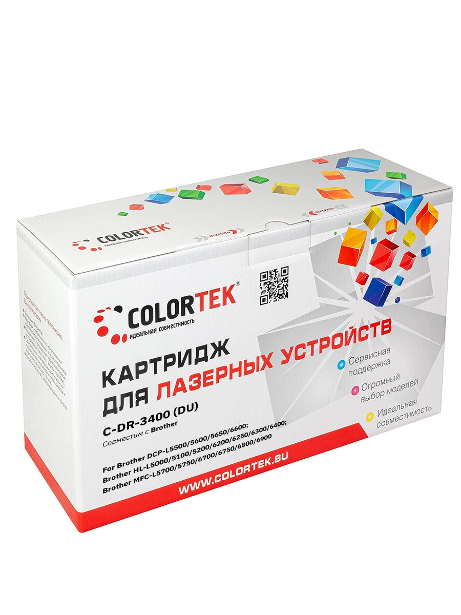 

Драм-картридж (фотобарабан) лазерный Colortek CT-DR-3400 (DR-3400), черный, 30000 страниц, совместимый, для Brother DCP-L5500/ DCP-L5600/ DCP-L5650/ DCP-L6600/ HL-L5000/ HL-L5100/ HL-L5200/ HL-L6200/ HL-L6250/ HL-L6300/ HL-L6400/MFC-L5700/MFC-L5750/MFC-L6